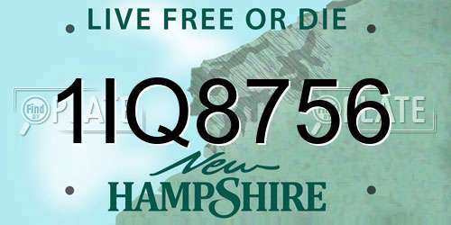 1IQ8756 New Hampshire License Plate