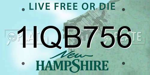 1IQB756 New Hampshire License Plate