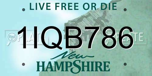 1IQB786 New Hampshire License Plate