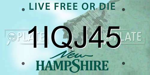 1IQJ45 New Hampshire License Plate