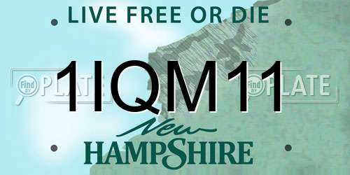 1IQM11 New Hampshire License Plate