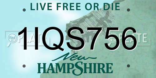 1IQS756 New Hampshire License Plate