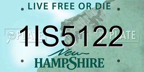 1IS5122 New Hampshire License Plate