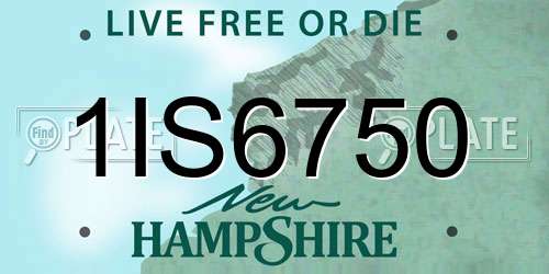 1IS6750 New Hampshire License Plate