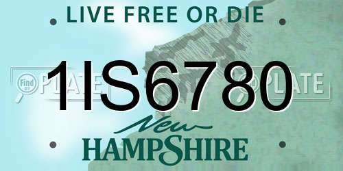 1IS6780 New Hampshire License Plate