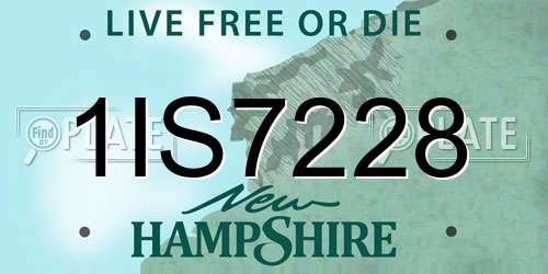 1IS7228 New Hampshire License Plate