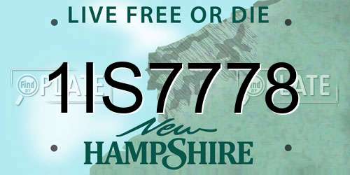 1IS7778 New Hampshire License Plate