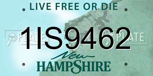 1IS9462 New Hampshire License Plate