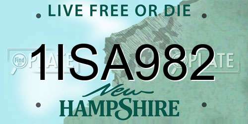 1ISA982 New Hampshire License Plate