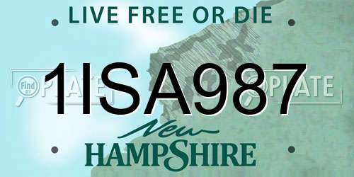 1ISA987 New Hampshire License Plate