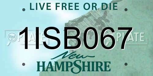 1ISB067 New Hampshire License Plate