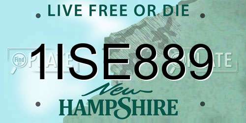 1ISE889 New Hampshire License Plate