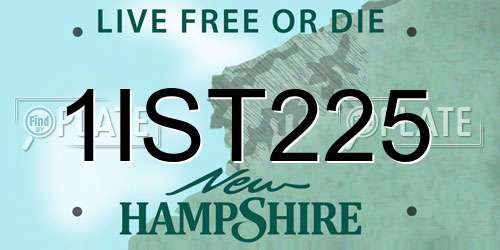 1IST225 New Hampshire License Plate