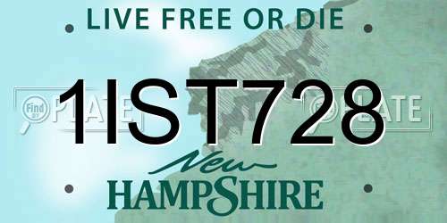 1IST728 New Hampshire License Plate