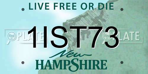 1IST73 New Hampshire License Plate
