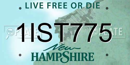 1IST775 New Hampshire License Plate