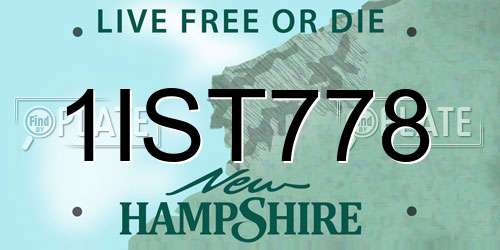 1IST778 New Hampshire License Plate