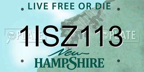 1ISZ113 New Hampshire License Plate