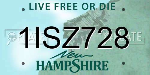 1ISZ728 New Hampshire License Plate