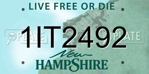 1IT2492 New Hampshire License Plate