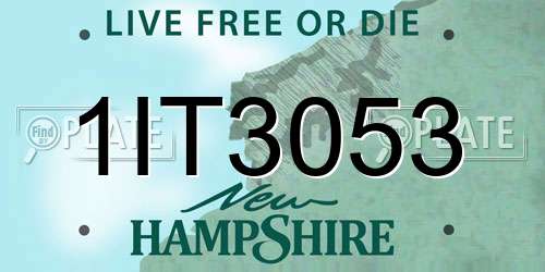 1IT3053 New Hampshire License Plate