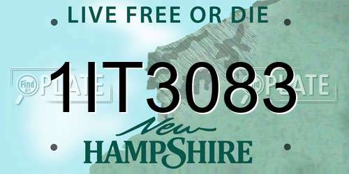 1IT3083 New Hampshire License Plate