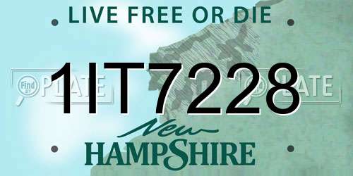 1IT7228 New Hampshire License Plate