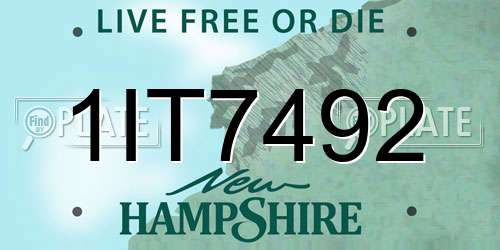 1IT7492 New Hampshire License Plate
