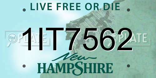 1IT7562 New Hampshire License Plate