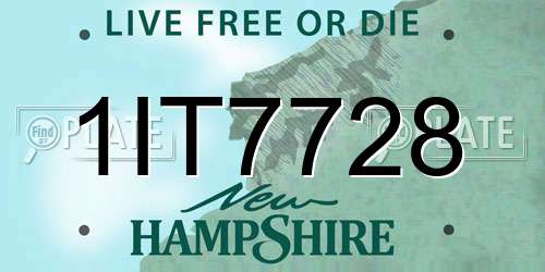 1IT7728 New Hampshire License Plate