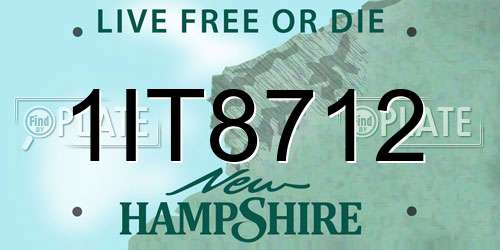1IT8712 New Hampshire License Plate