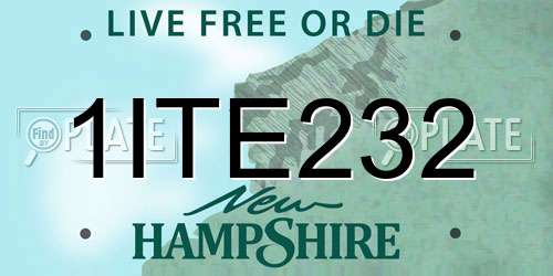 1ITE232 New Hampshire License Plate