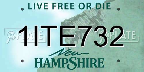 1ITE732 New Hampshire License Plate