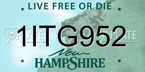 1ITG952 New Hampshire License Plate