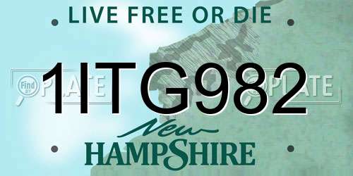 1ITG982 New Hampshire License Plate