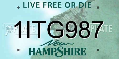 1ITG987 New Hampshire License Plate