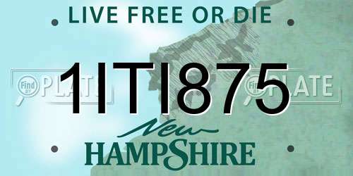 1ITI875 New Hampshire License Plate