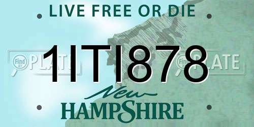 1ITI878 New Hampshire License Plate
