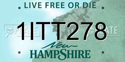1ITT278 New Hampshire License Plate