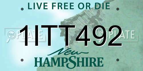 1ITT492 New Hampshire License Plate