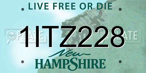 1ITZ228 New Hampshire License Plate