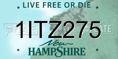 1ITZ275 New Hampshire License Plate