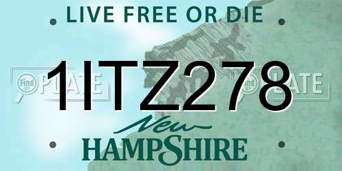1ITZ278 New Hampshire License Plate