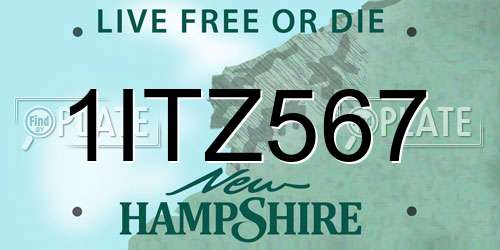 1ITZ567 New Hampshire License Plate