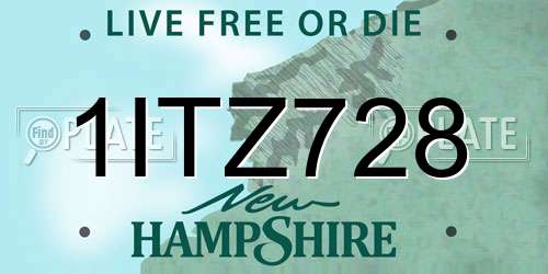 1ITZ728 New Hampshire License Plate