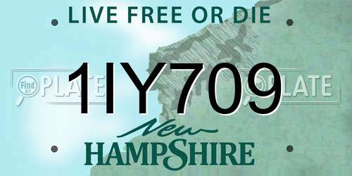 1IY709 New Hampshire License Plate