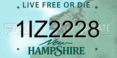 1IZ2228 New Hampshire License Plate