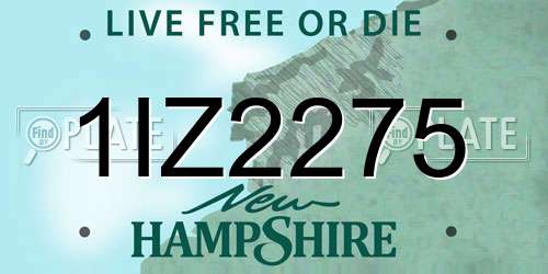 1IZ2275 New Hampshire License Plate