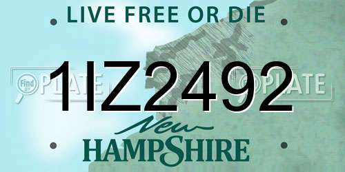 1IZ2492 New Hampshire License Plate