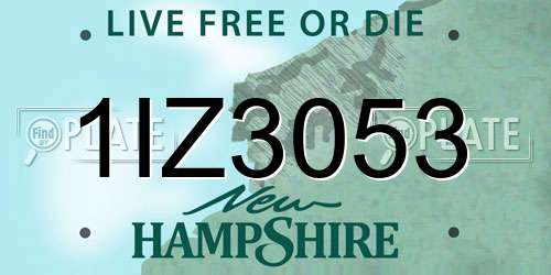 1IZ3053 New Hampshire License Plate
